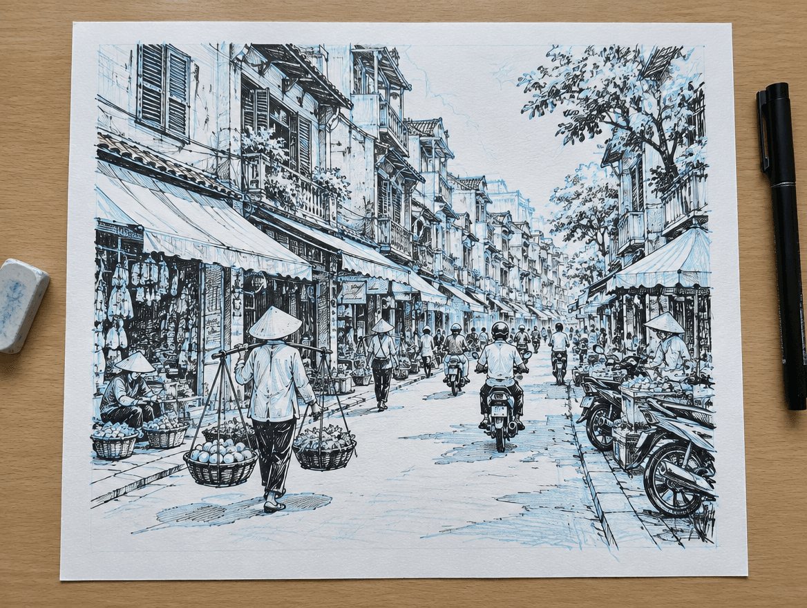 Minh họa Buổi ký họa phố